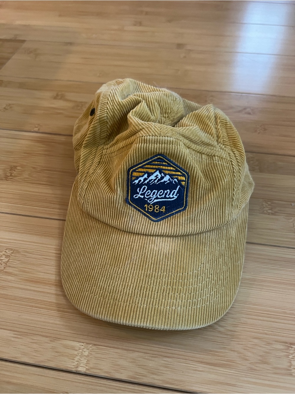 Legend Headwear 1984 Mountain Patch Corduroy Strapback Cap Tan Camper Retro